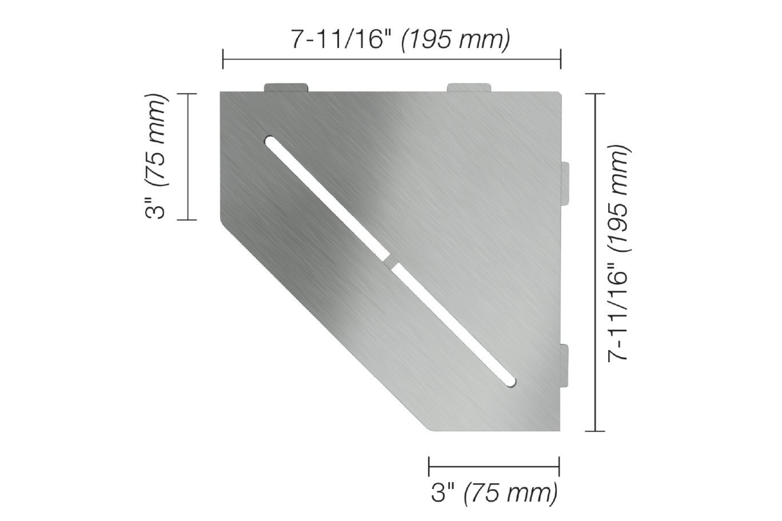 Schluter Shelf Pentagone Coin Pure Inox Brossé SES2D7EB